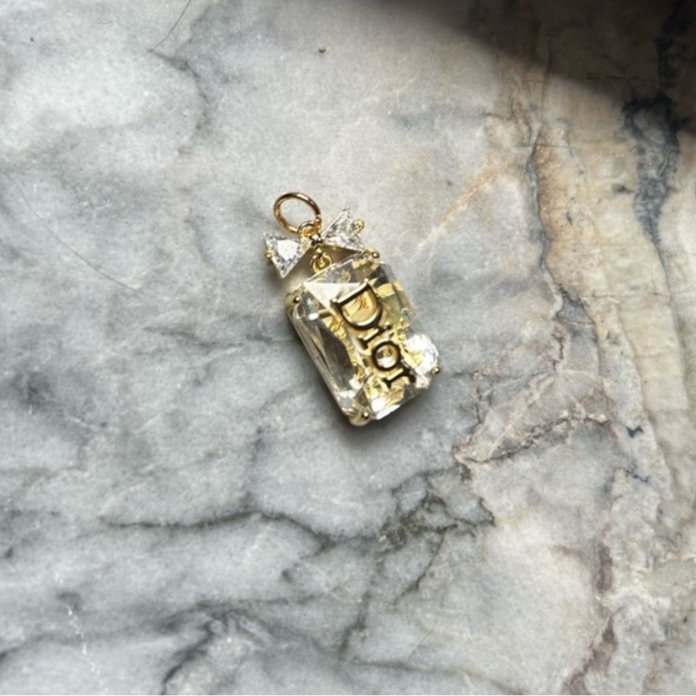 DIOR Gold Crystal and Bow Charm